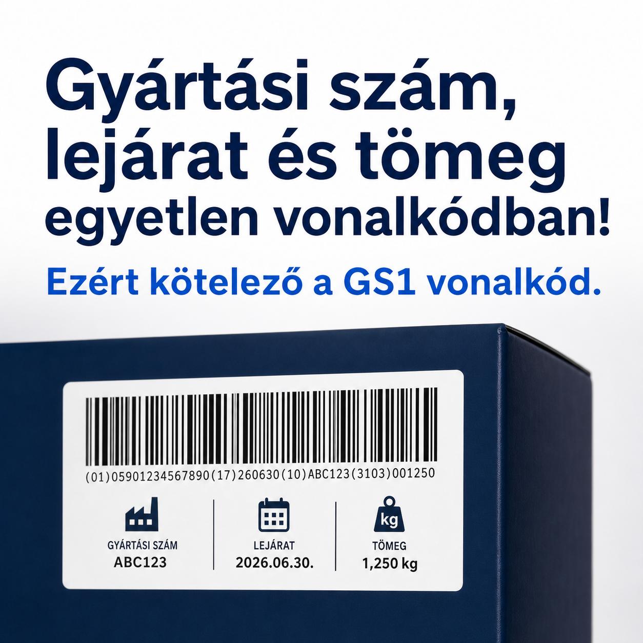 Gyártási szám, lejárat és tömeg egyetlen vonalkódban! Ezért kötelező a GS1 vonalkód